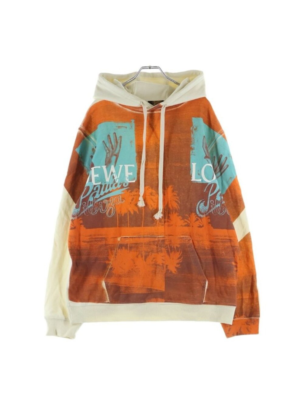 Loewe Paula's Ibiza Hoodie Alphabet Print Graphic Pullover Orange White